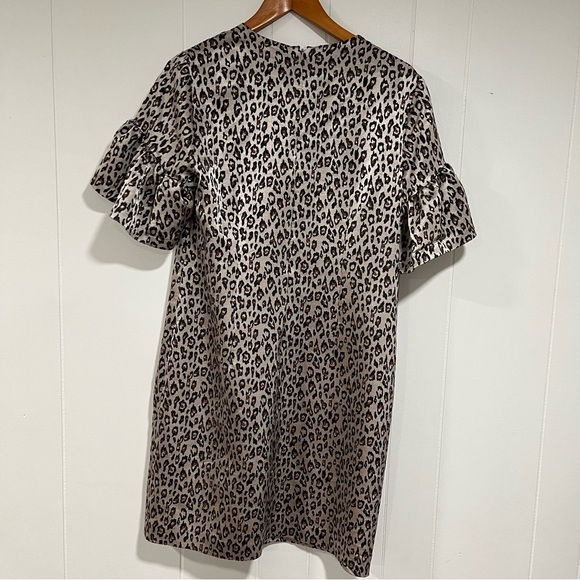 Banana Republic Metallic Leopard Print Dress Size 12 - Picture 3 of 12